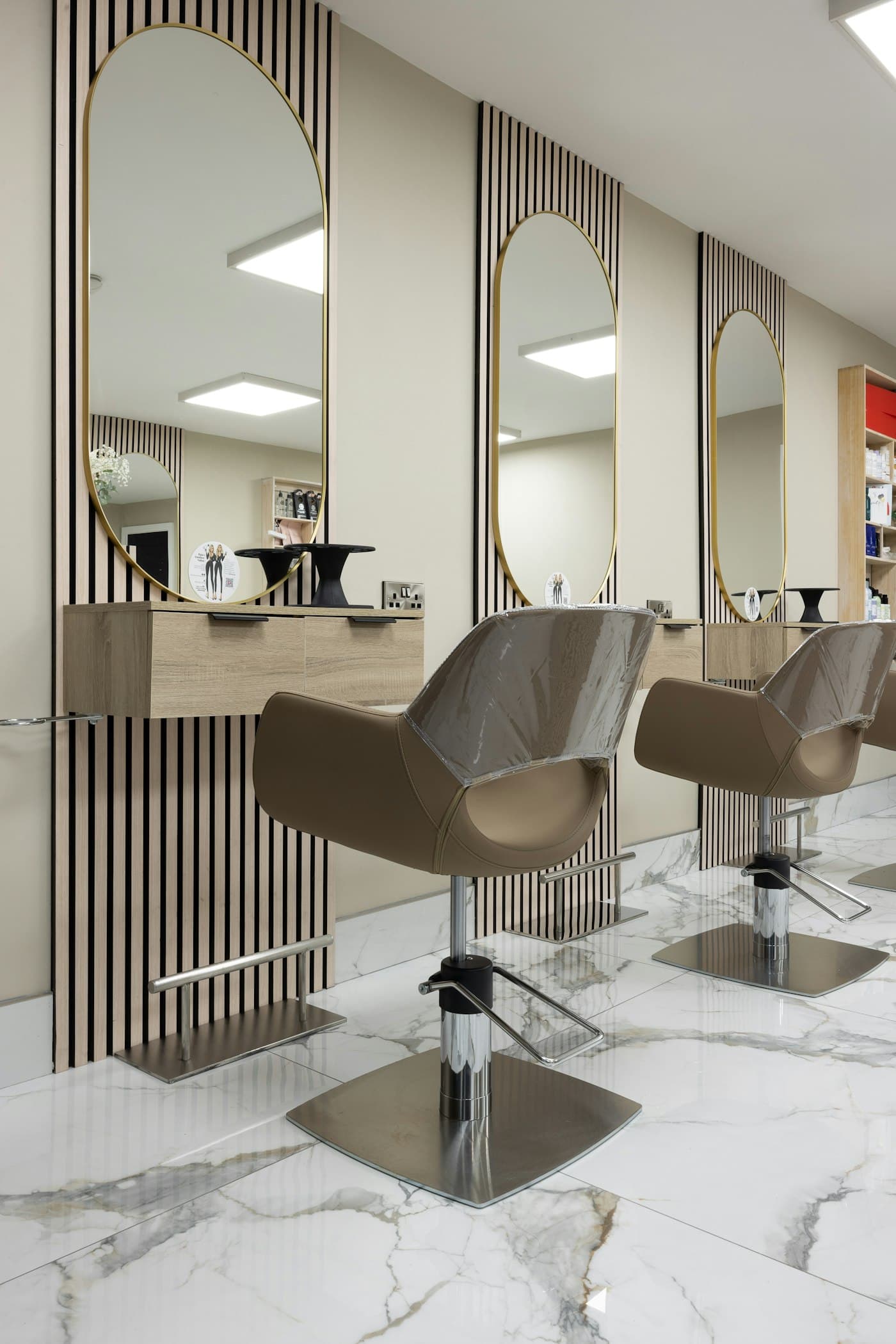 High-end minimalist salon interior